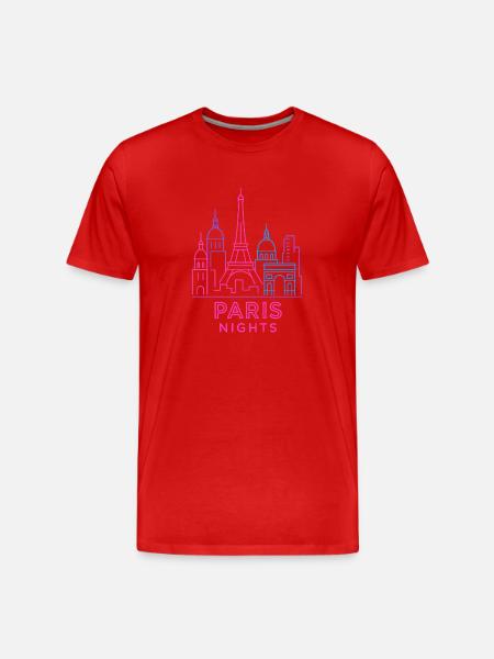 Neon Paris Nights Skyline Silhouette - Men's Premium Organic T-Shirt - red