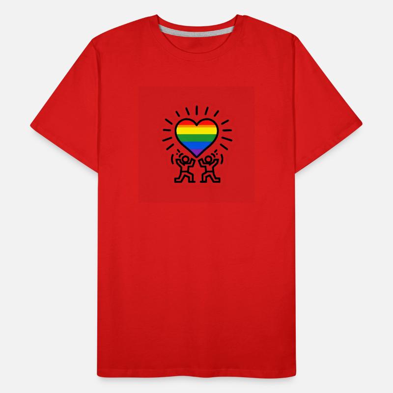 Herz-Regenbogen-Feier Männer Premium Bio T-Shirt