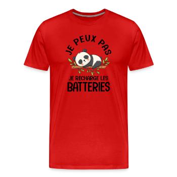 Je peux pas je recharge les batteries panda mignon - T-shirt bio Premium Homme - rouge - Devant - Damien (186cm)