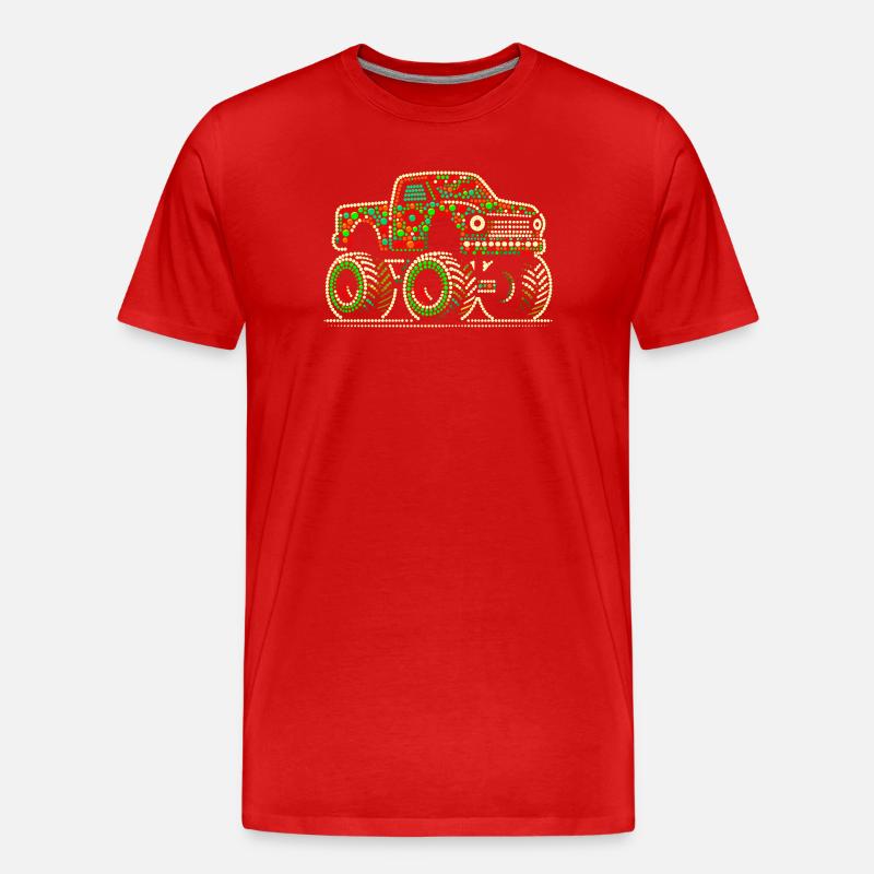 Fleckiges Hemd Beadwork Monster Truck - Männer Premium Bio T-Shirt - Rot