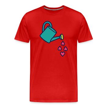 Arrosoir d'Amour et Cœurs - T-shirt bio Premium Homme - rouge - Devant - Damien (186cm)
