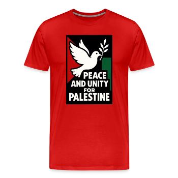 Peace and Unity for Palestine - Men's Premium Organic T-Shirt - red - Front - Damien (186cm)