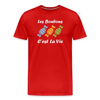 Candy is life - Men's Premium Organic T-Shirt - red - Front - Damien (186cm)