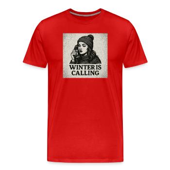 L’hiver vous appelle - T-shirt bio Premium Homme - rouge - Devant - Damien (186cm)