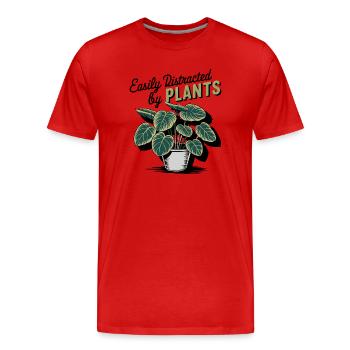 Botanischer Pflanzentopf Illustration - Männer Premium Bio T-Shirt - Rot - Vorne - Damien (186cm)
