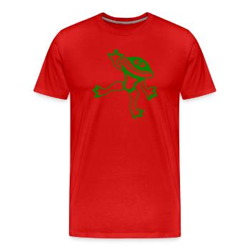 Frosch Kröte Tanzt Lustig Albern Frech Winkt Comic - Männer Premium Bio T-Shirt - Rot - Vorne - Damien (186cm)