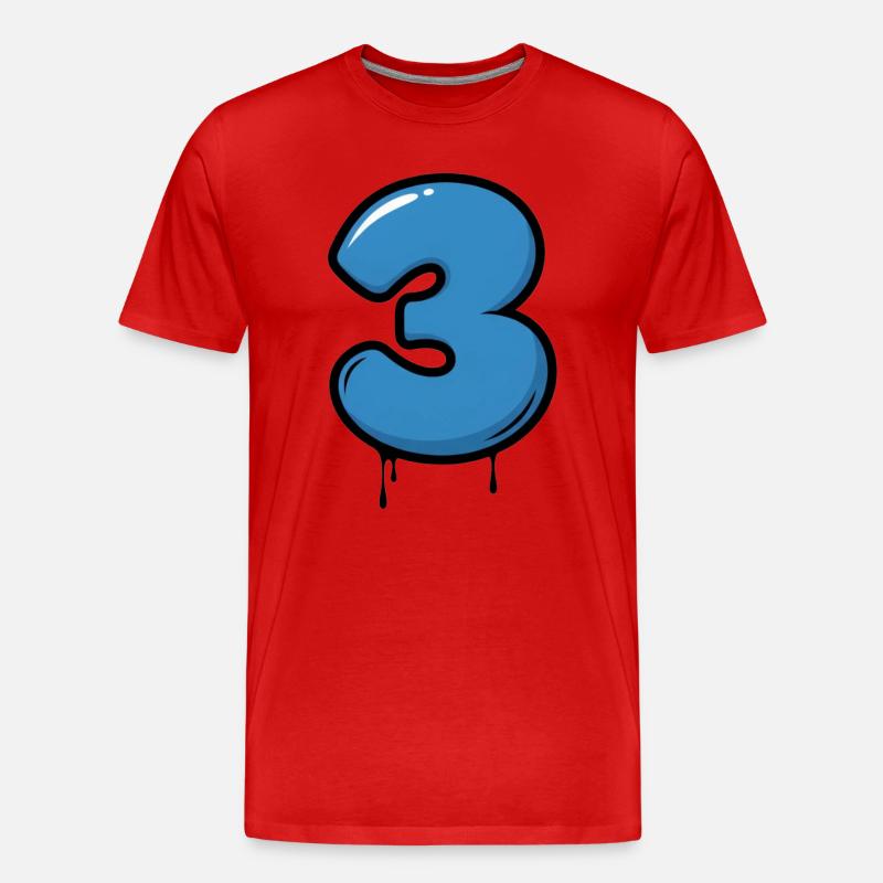 Dreier Tropfen Neon Blau - Männer Premium Bio T-Shirt - Rot
