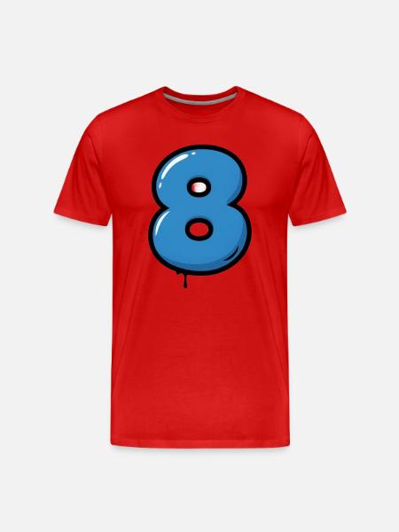 Blue Number 8 Balloon Illustration - Men's Premium Organic T-Shirt - red