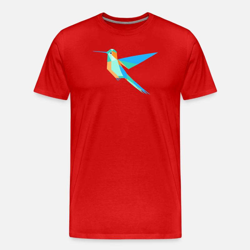 Geometrischer Kolibri Prisma-Stil - Männer Premium Bio T-Shirt - Rot