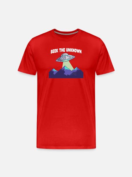 UFO over mountain ranges - Men's Premium Organic T-Shirt - red