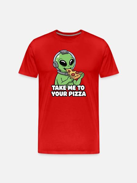 Alien pizza lover - Men's Premium Organic T-Shirt - red