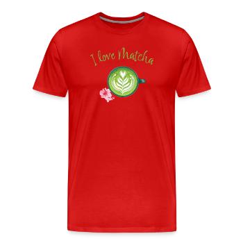 Matcha love - Men's Premium Organic T-Shirt - red - Front - Damien (186cm)