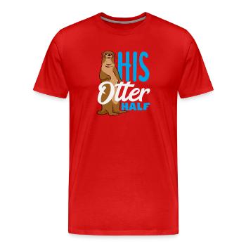 Seeotter Cartoon Seine Otter Hälfte - Männer Premium Bio T-Shirt - Rot - Vorne - Damien (186cm)