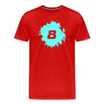 Neon Acht Splatter Design - Männer Premium Bio T-Shirt - Rot - Vorne - Damien (186cm)