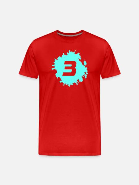 3 Neon Farbklecks Logo - Männer Premium Bio T-Shirt - Rot