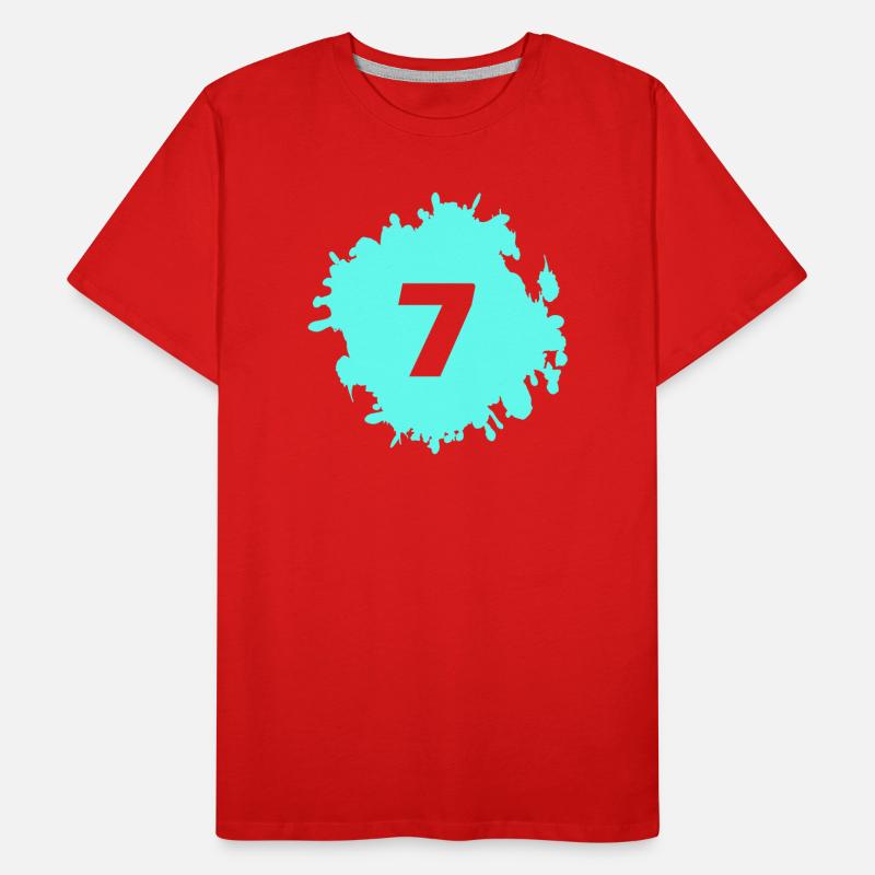 Cyan Splash Number 7 Men's Premium Organic T-Shirt