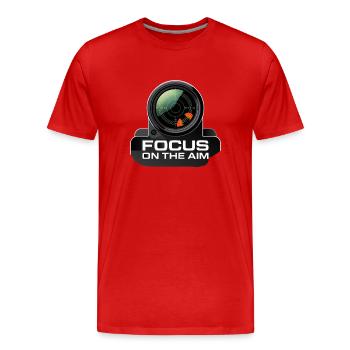 Focus sur le graphique de l’objectif de visée - T-shirt bio Premium Homme - rouge - Devant - Damien (186cm)