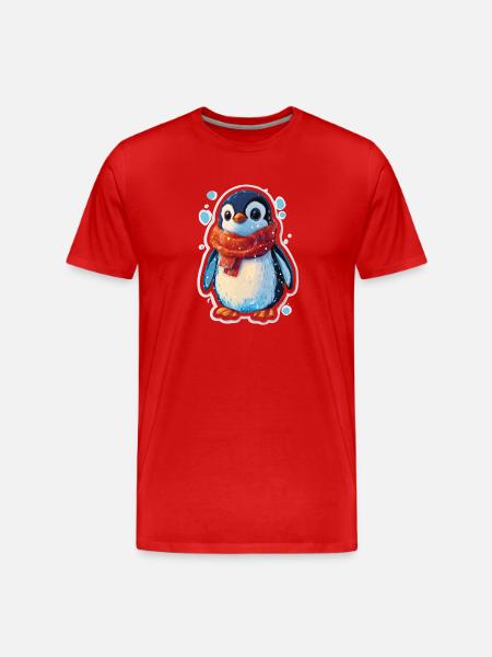 Penguin - Men's Premium Organic T-Shirt - red