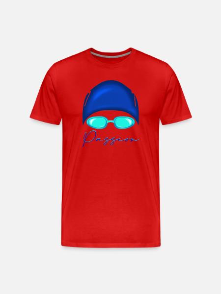 Passion Swimming Neon Blue - Men's Premium Organic T-Shirt - red