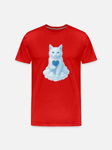 Heart cat in cloud blue - Men's Premium Organic T-Shirt - red