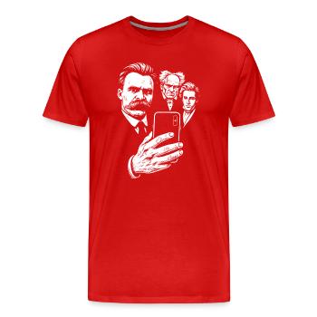 Selfie de Nietzsche avec Schopenhauer et Kierkegaard - T-shirt bio Premium Homme - rouge - Devant - Damien (186cm)