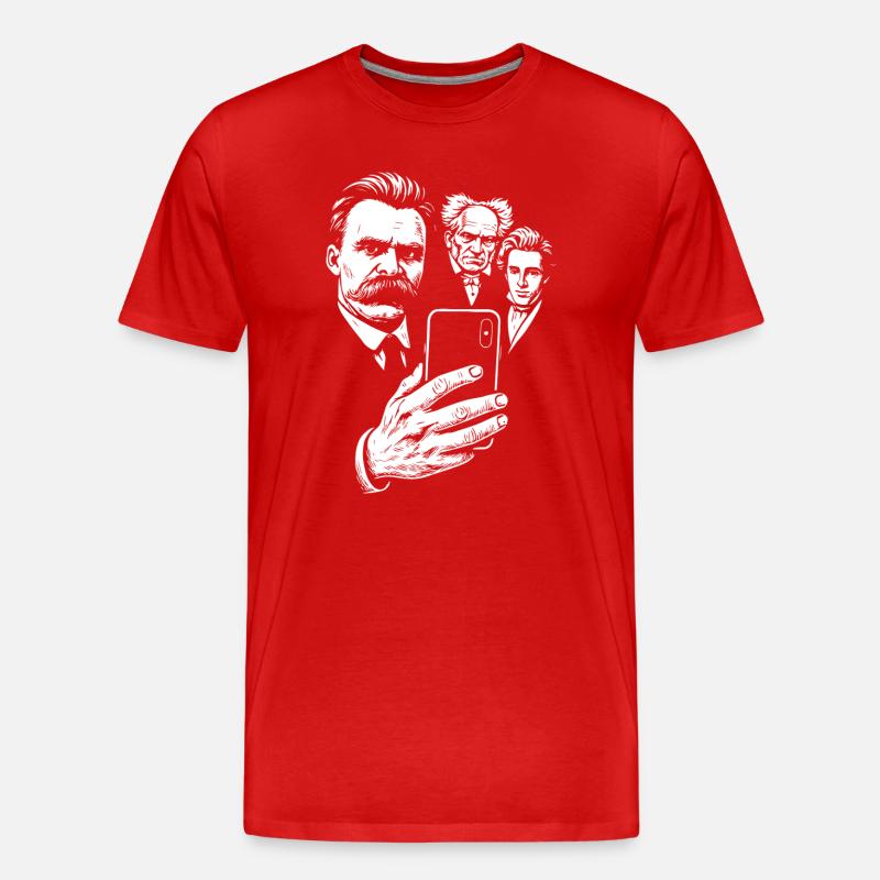Nietzsche-Selfie mit Schopenhauer und Kierkegaard - Männer Premium Bio T-Shirt - Rot