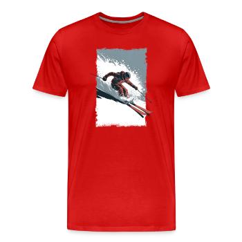 Ski Freeride Action Tiefschnee Vektor Style - Männer Premium Bio T-Shirt - Rot - Vorne - Damien (186cm)