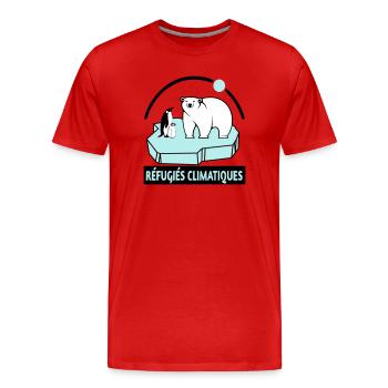 Réfugiés climatiques - T-shirt bio Premium Homme - rouge - Devant - Damien (186cm)