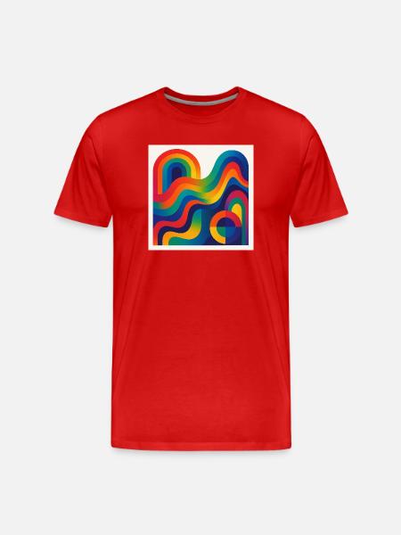 Regenbogenwellen Farbkunst - Männer Premium Bio T-Shirt - Rot