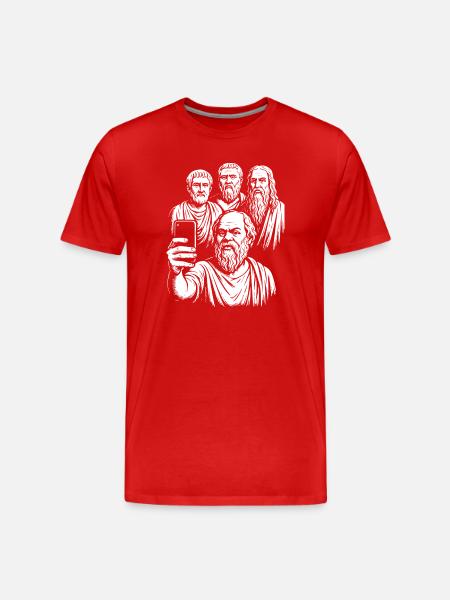 Altgriechische Philosophen Selfie - Männer Premium Bio T-Shirt - Rot