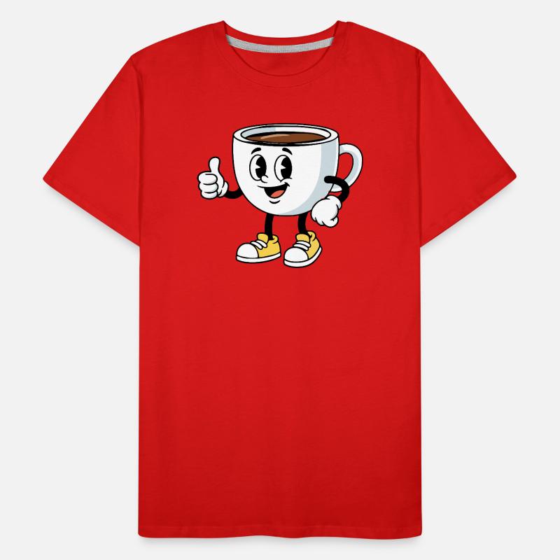 Cartoon Kaffeetasse Lustiger Kaffee Comic Männer Premium Bio T-Shirt