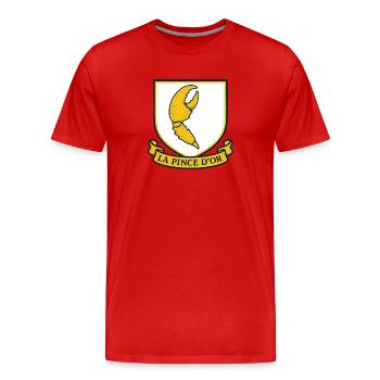 La pince d'or pour vos amis radins  - T-shirt bio Premium Homme - rouge - Devant - Damien (186cm)