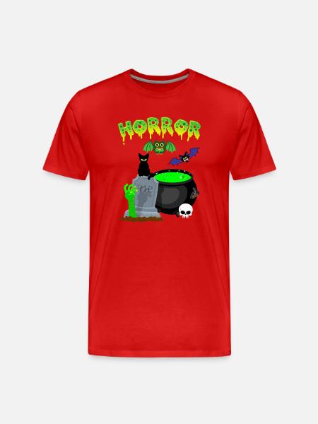 Green Witch's Cauldron Spooky Night - Men's Premium Organic T-Shirt - red