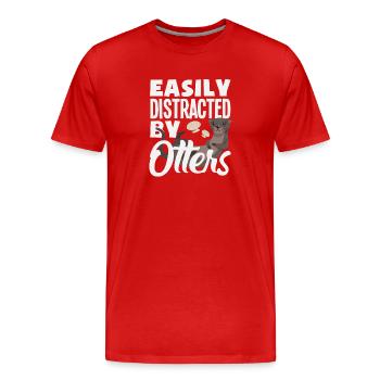 Leicht Ablenkbar Durch Seeotter-cartoon - Männer Premium Bio T-Shirt - Rot - Vorne - Damien (186cm)