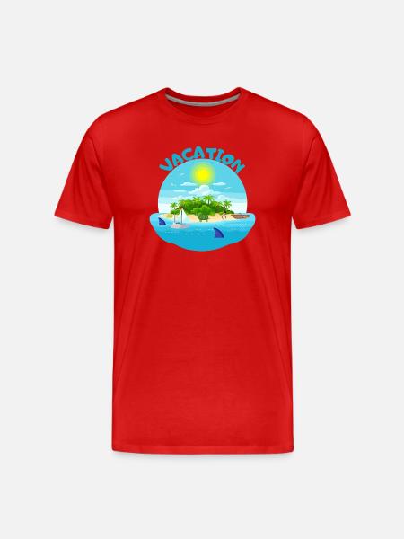 Tropical island idyll beach design - Men's Premium Organic T-Shirt - red