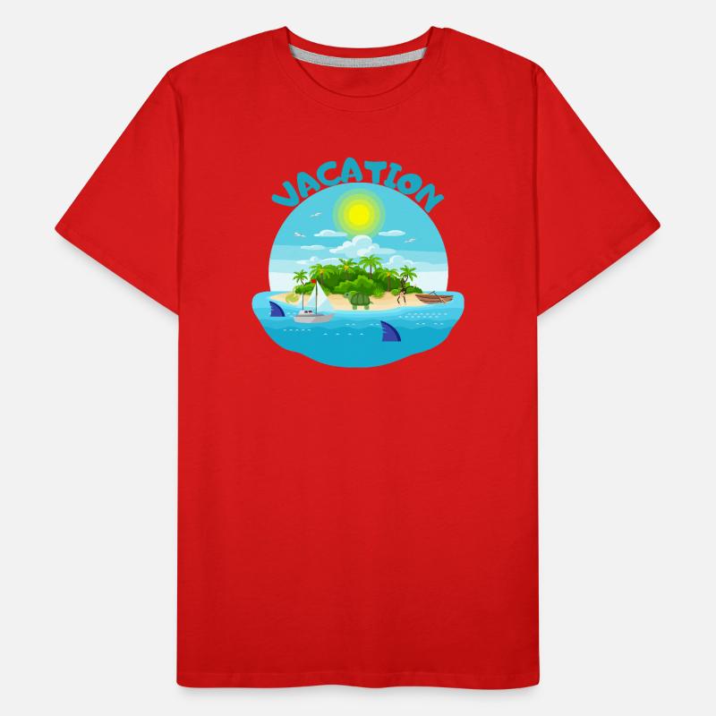 Conception de plage idyllique d’île tropicale T-shirt bio Premium Homme