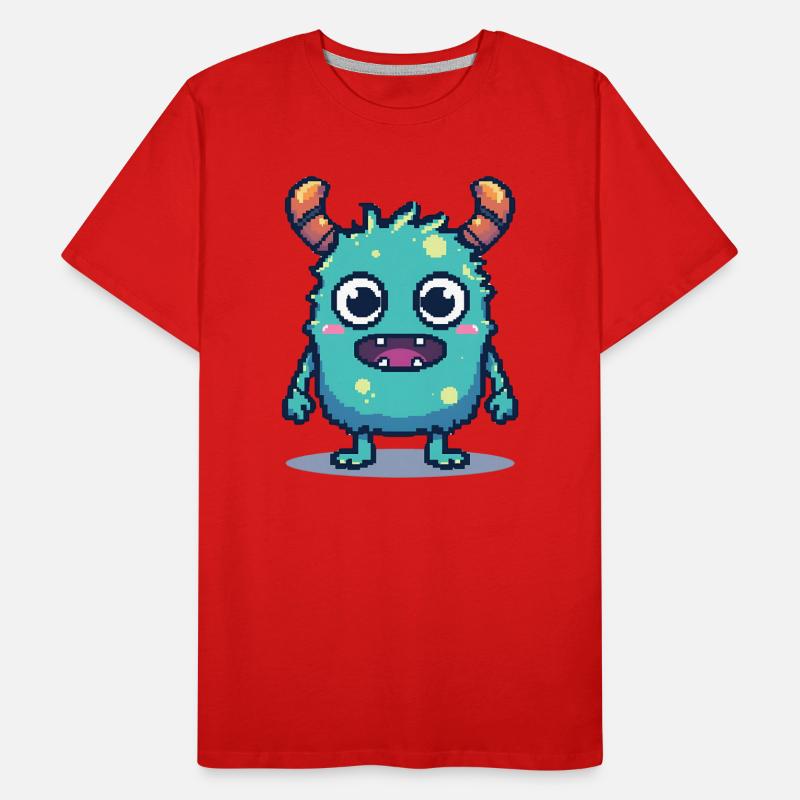 8-Bit Cute Pixel Monster Retro 90s Style Men's Premium Organic T-Shirt