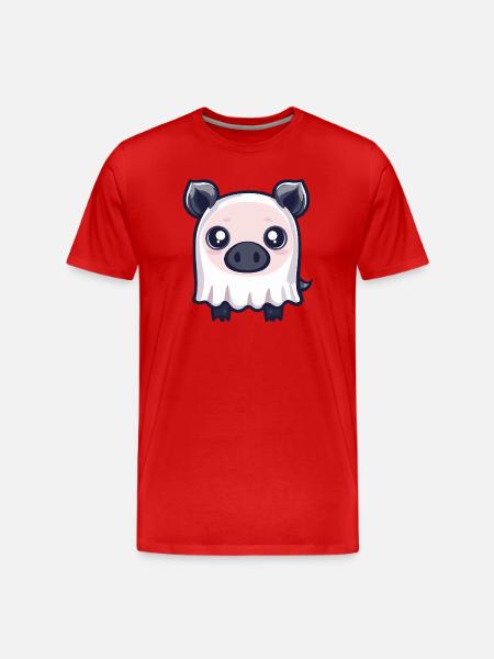 Pig Halloween Ghost Boar - Men's Premium Organic T-Shirt - red