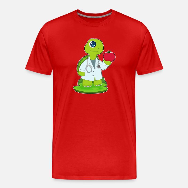 Schildkröte Arzt Stethoskop - Männer Premium Bio T-Shirt - Rot