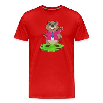 Biber Lehrer Kreide Schule - Männer Premium Bio T-Shirt - Rot - Vorne - Damien (186cm)