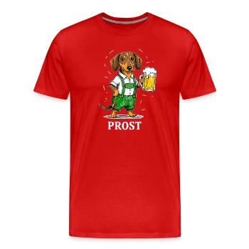 Lederhosen, Dachshund, Traditional Costume, Bavarian, Beer, Beer Tent - Men's Premium Organic T-Shirt - red - Front - Damien (186cm)