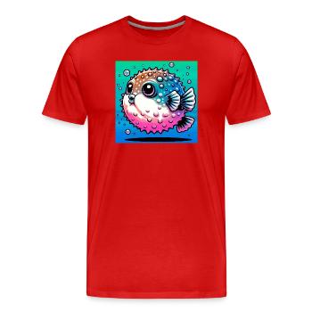 Kugelfisch - Männer Premium Bio T-Shirt - Rot - Vorne - Damien (186cm)