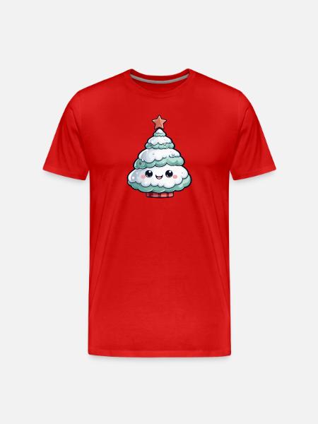 Pastel Snowy Tree Star - Men's Premium Organic T-Shirt - red