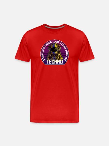 Techno Astronaut Circle Abzeichen - Männer Premium Bio T-Shirt - Rot