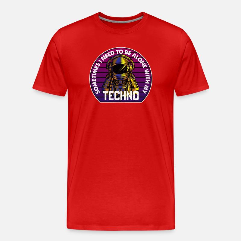 Techno Astronaut Circle Abzeichen - Männer Premium Bio T-Shirt - Rot