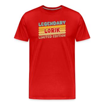Lorik - Männer Premium Bio T-Shirt - Rot - Vorne - Damien (186cm)