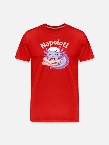 Napolotl Sleeping Axolotl Kawaii - Men's Premium Organic T-Shirt - red