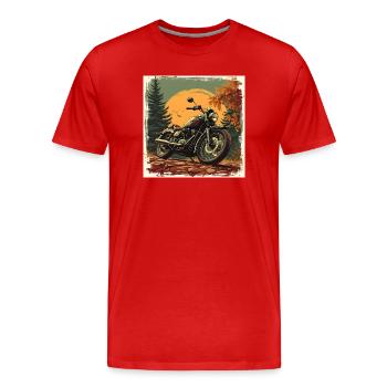 Motorcycle in Heritage Texture - Männer Premium Bio T-Shirt - Rot - Vorne - Damien (186cm)