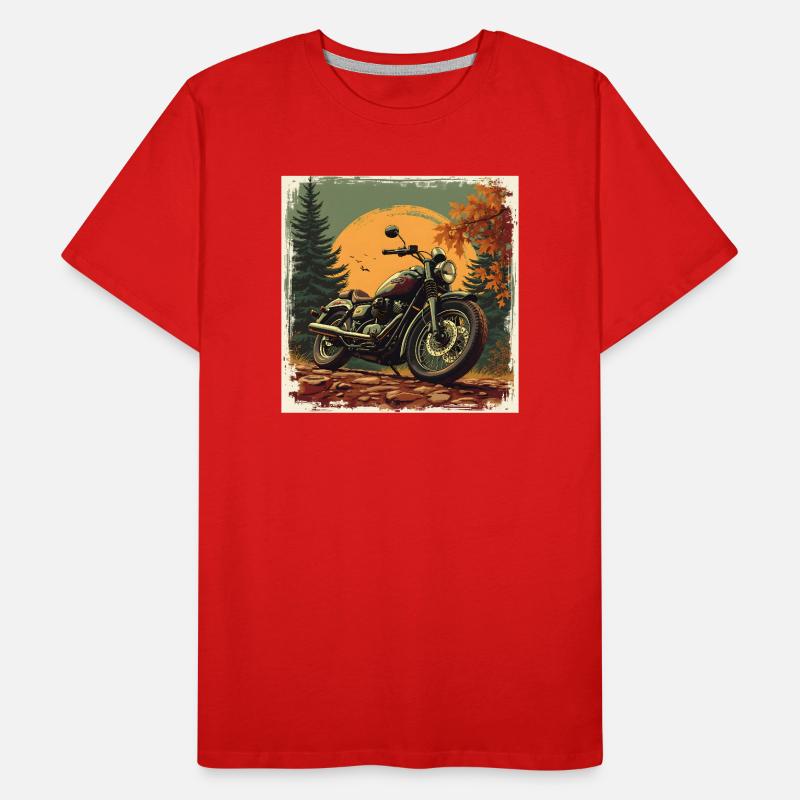 Motorcycle in Heritage Texture Men's Premium Organic T-Shirt
