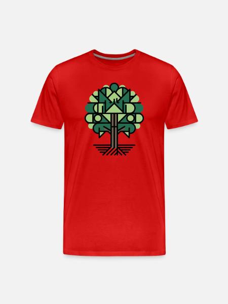 Geometric Tree Pattern Green - Men's Premium Organic T-Shirt - red